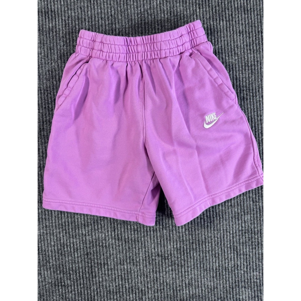 Nike‎ Pink Sweat Shorts M Girls Elastic Waist Cotton Drawstring Slash Pockets